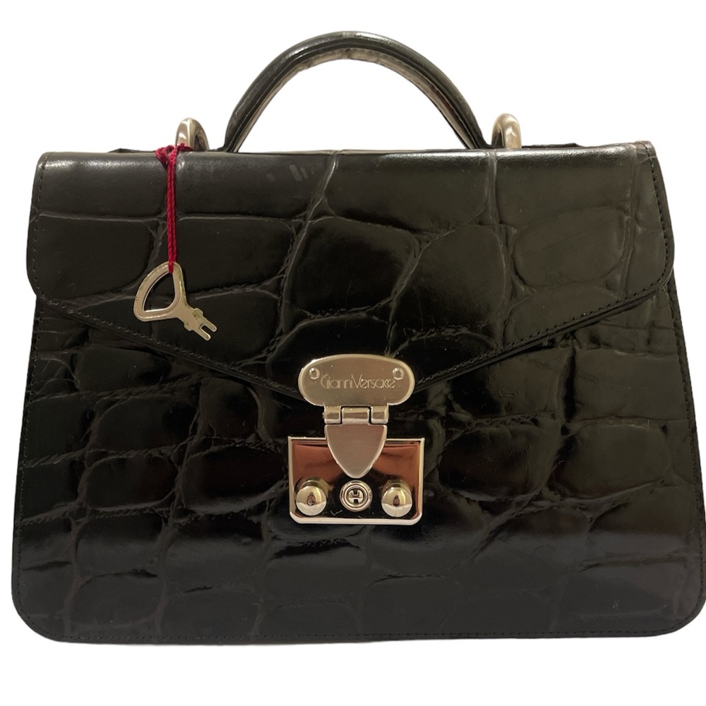 Gianni Versace crocodile embossed leather hand bag with COA
